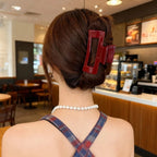 Burgundy Glossy Square Hair Clip – Large, Chic Hairpin for Daily Wear