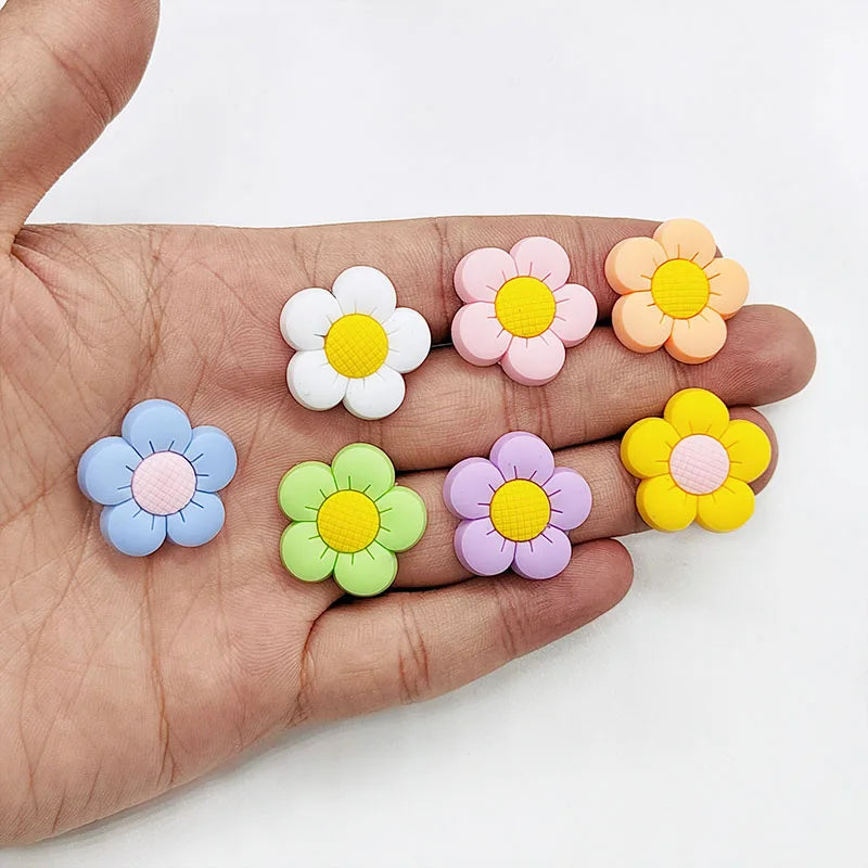 Cute Colorful Flower Shoe Charms for Crocs – PVC Clog Accessories & Wristband Decorations