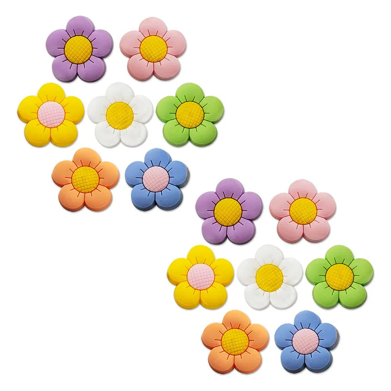 Cute Colorful Flower Shoe Charms for Crocs – PVC Clog Accessories & Wristband Decorations