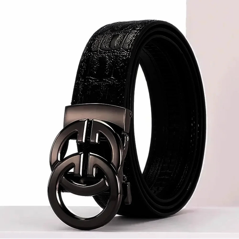 New Men Belts Fashion Pu Alloy Automatic Buckle Belt Business Casual Decoration Belt High Quality Men's Waistband Luxury Brand