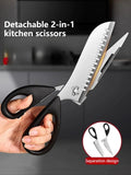 8-in-1 Heavy-Duty Kitchen Scissors – Stainless Steel with Detachable Blades & Locking System for Meat, Fish, and Poultry