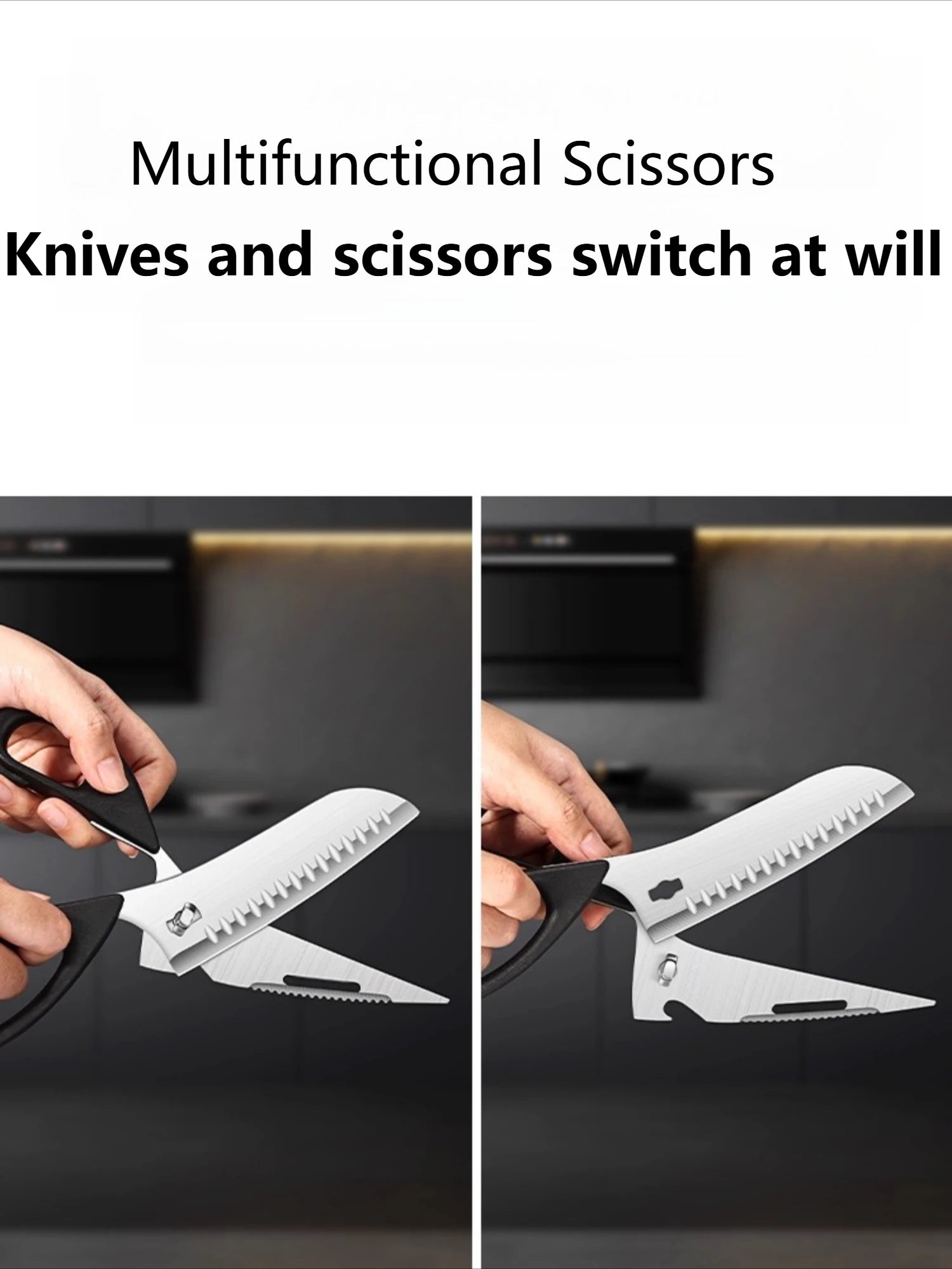 8-in-1 Heavy-Duty Kitchen Scissors – Stainless Steel with Detachable Blades & Locking System for Meat, Fish, and Poultry