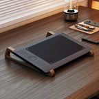 Portable Foldable Wooden Laptop Stand – Ergonomic 12° Tilt | Ventilated Cooling | Triangular Support Design | Office Desk Accessory