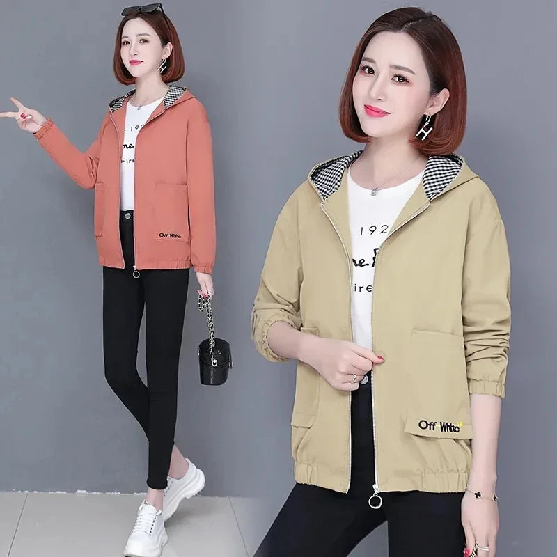 New Women’s Spring & Autumn Windbreaker – Korean Loose Casual Hooded Jacket