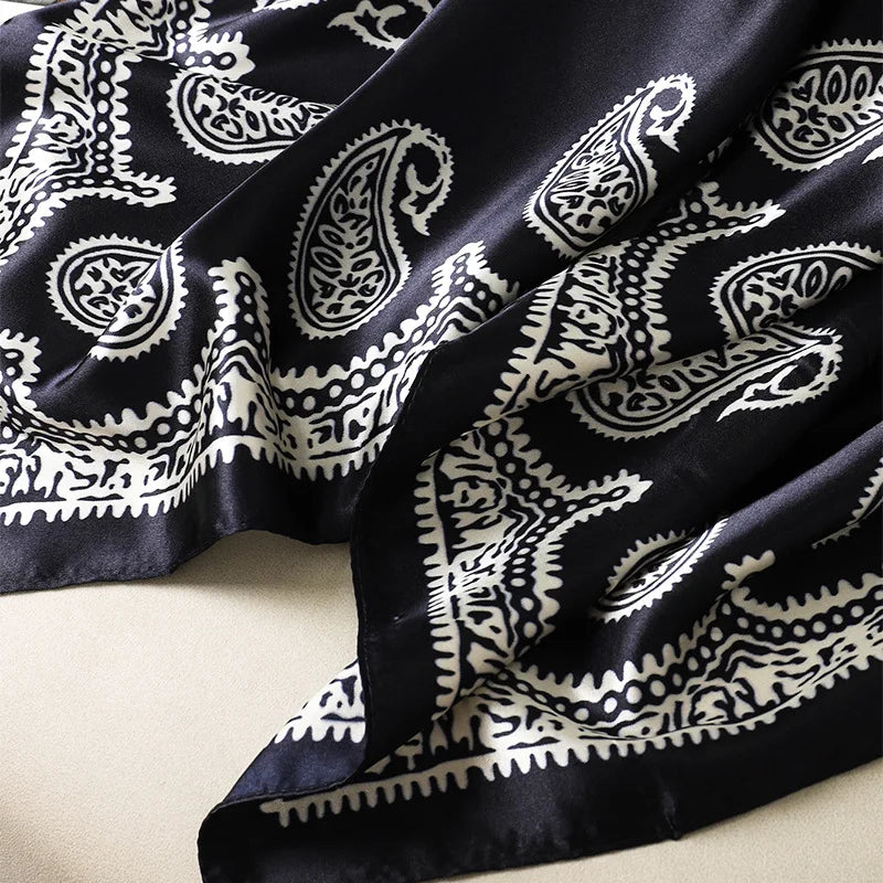 Ladies Paisley Bandana Headscarf – Silk Satin Square Neck Scarf, Shawl Wrap, Hijab, Fashion Accessory,