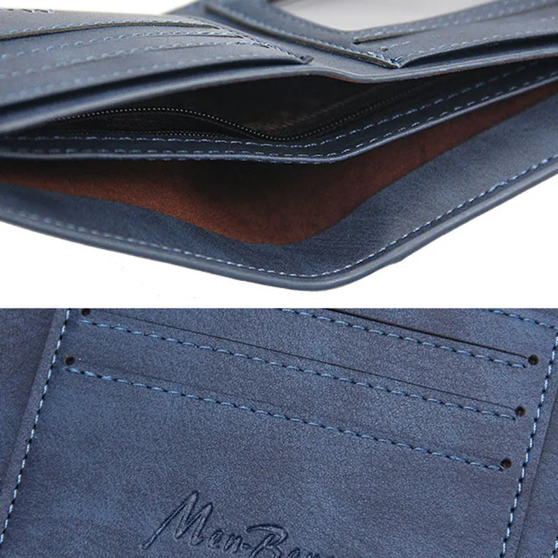 New Short Men Wallets High Quality Card Holder Casual  Male Purses Small Card Bag Photo Holder Men's Removable Card Slot