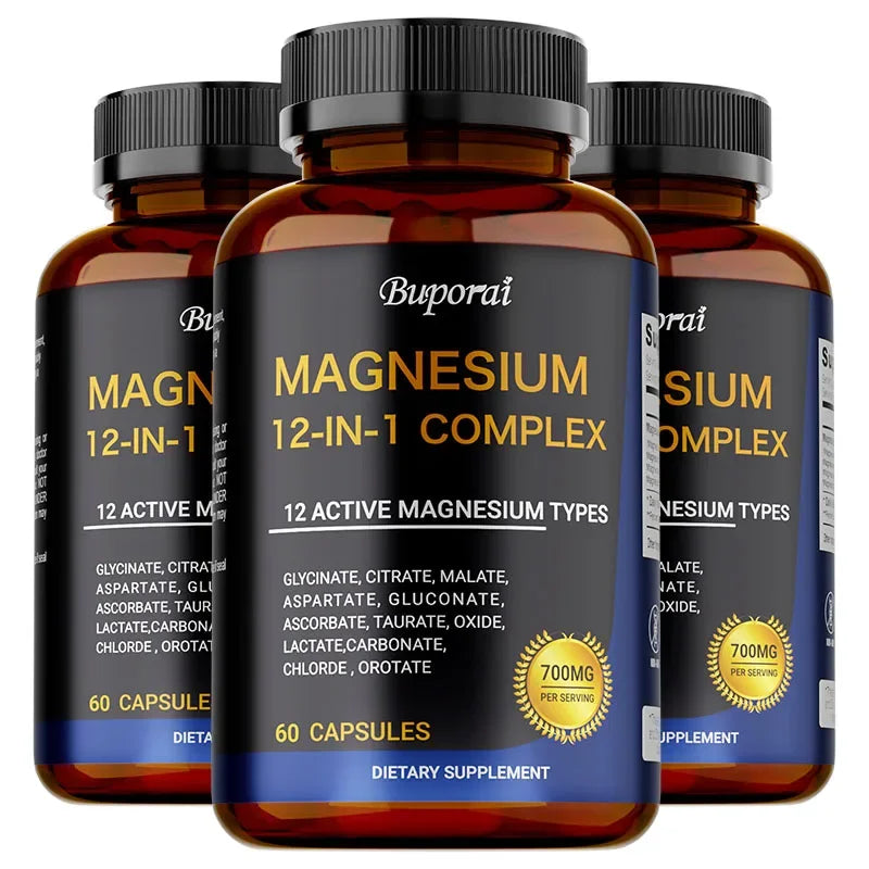 Magnesium Complex Capsules - Helps Relax, Strengthens Muscles, Bone, Heart Health, Improve Sleep, Stress & Anxiety Relief