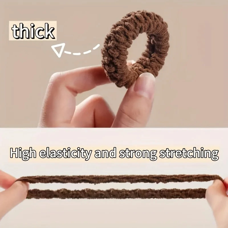 10-Piece High-Elastic Thick Hair Rope Set – Elegant Solid-Color Bun Ties for Women