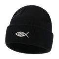 Embroidered Christian Ichthys (Jesus Fish) Knitted Beanie – Warm Winter Hat for Men and Women