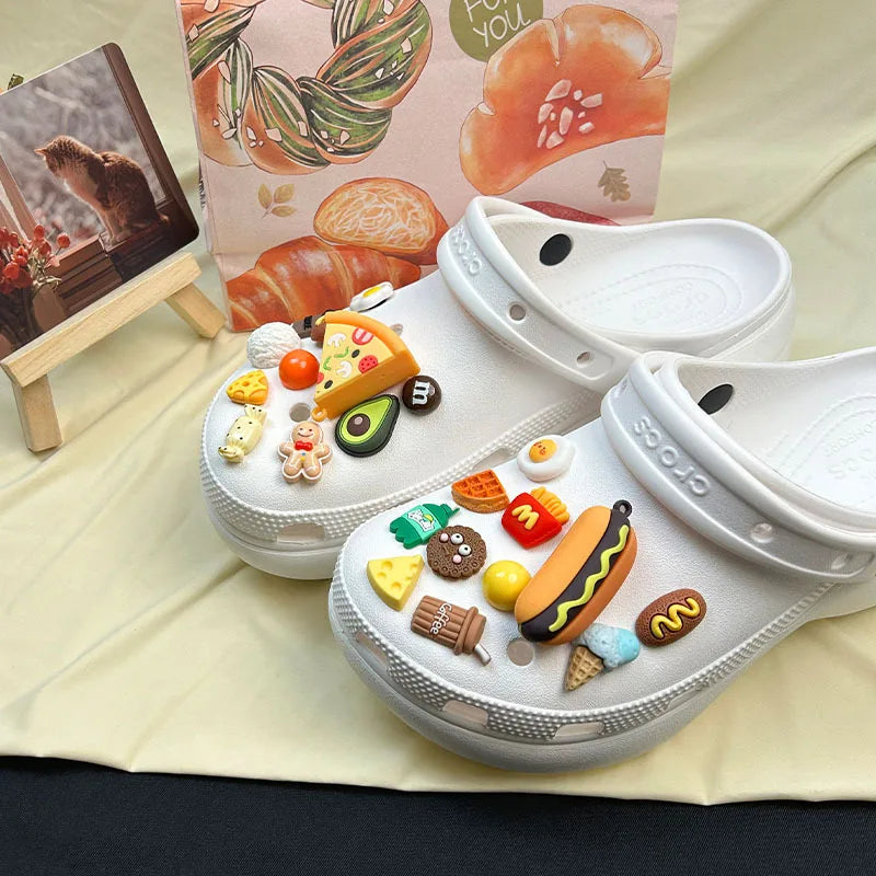 Trendy Detachable Crocs Shoe Flower – DIY Cartoon Food Charm Accessory with Premium Finish