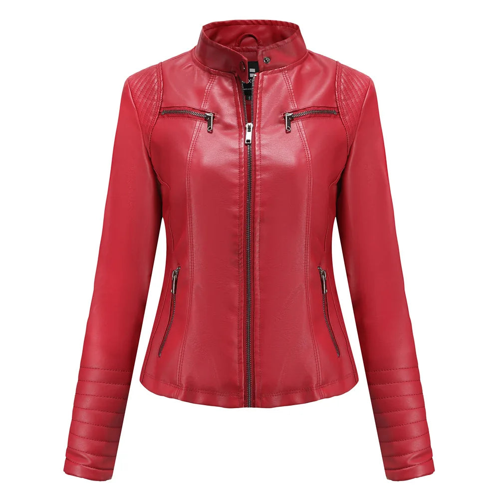 2026 Spring Women’s Leather Moto Jacket – Sleek, Cropped & Modern