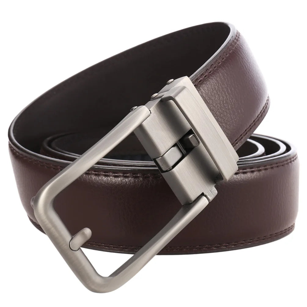 Men Belts Designer Buckle Genuine Cow Leather Luxury Gift Formal Ceinture Homme Business Cowboy Waistband Trouser Ratchet